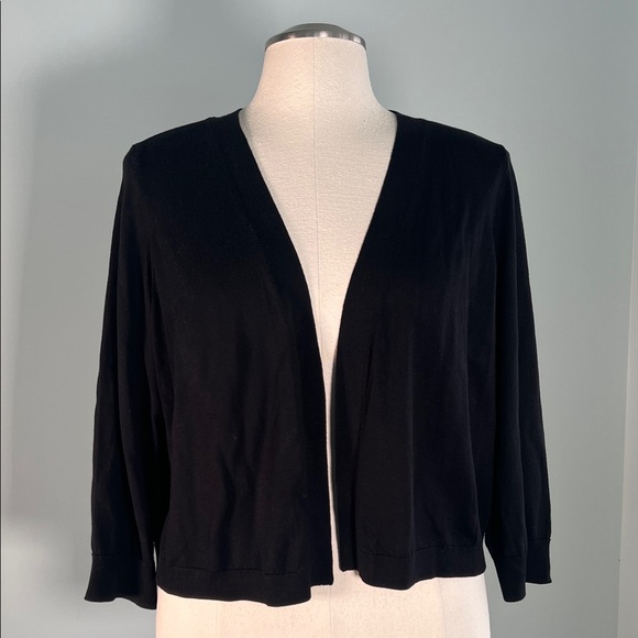 Talbots Sweaters - New Talbots Black Open Front Lightweight Knit Cardigan Shrug 1X